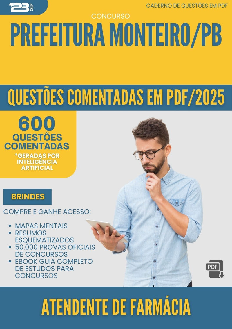 1000 Questões Comentadas para Concurso Atendente De Farmacia da Prefeitura Monteiro Pb 2025 - 600 Questões
