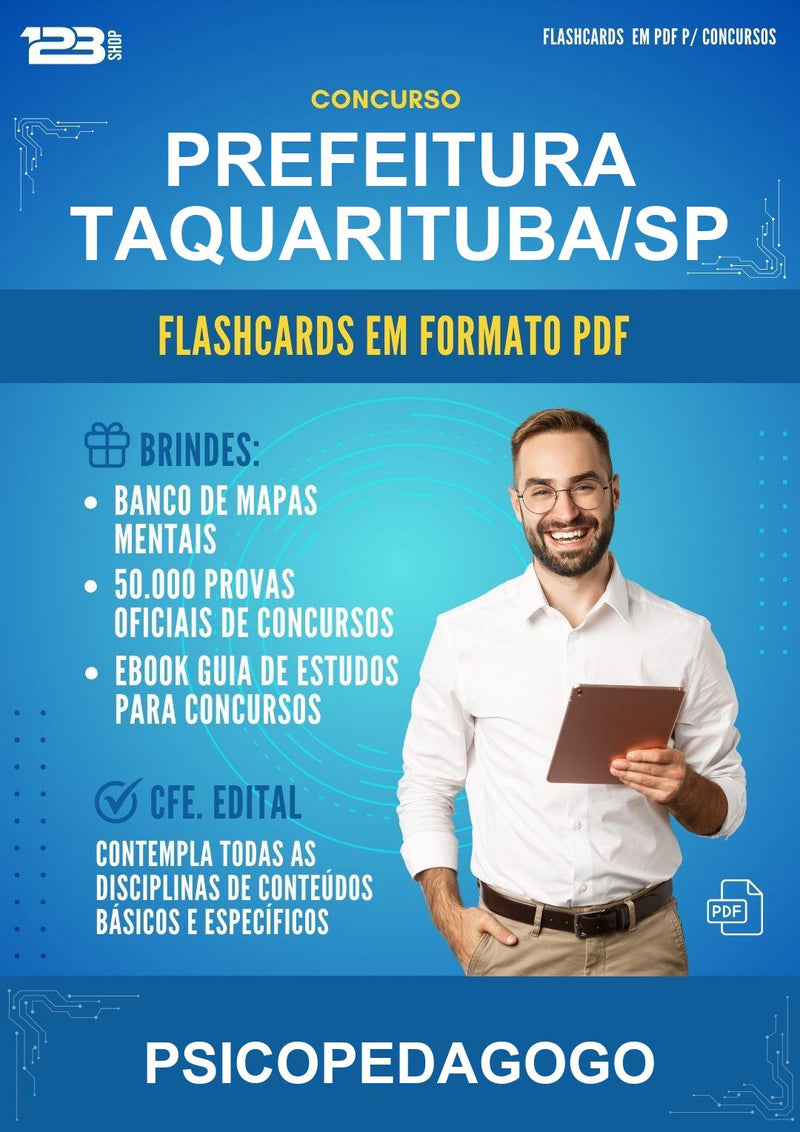 Flashcards em PDF para o Concurso Prefeitura Taquarituba/SP para Psicopedagogo - 600 Flashcards