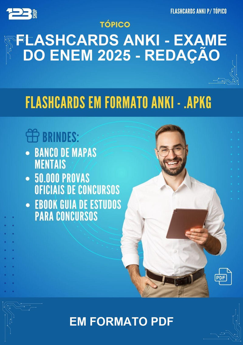 Flashcards Anki de Redação para O Exame do Enem 2025 - Em Formato Pdf - 1.000 Flashcards