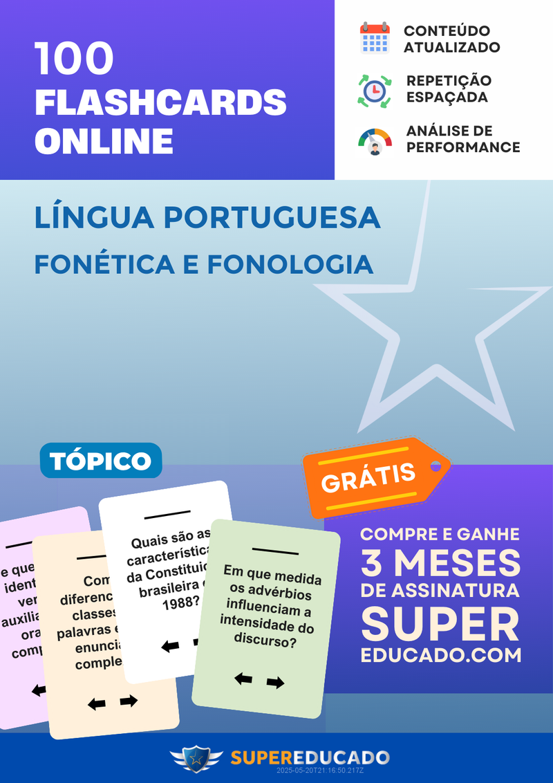 100 Flashcards de Língua Portuguesa - Fonética e Fonologia - Acesso Online Imediato