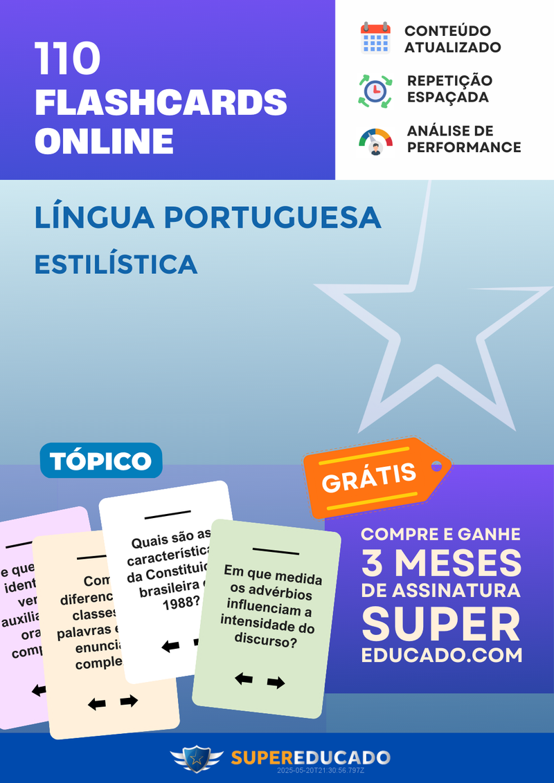 110 Flashcards de Língua Portuguesa - Estilística - Acesso Online Imediato