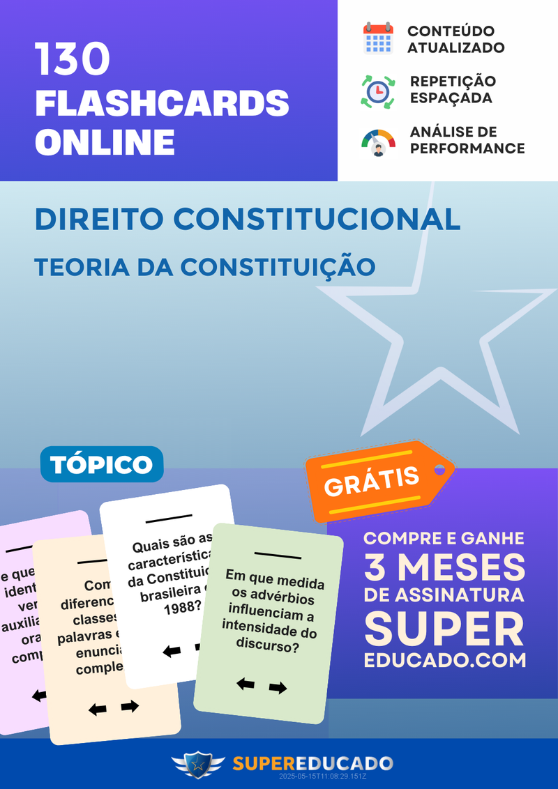 130 Flashcards de Direito Constitucional - Teoria da Constituição - Acesso Online Imediato