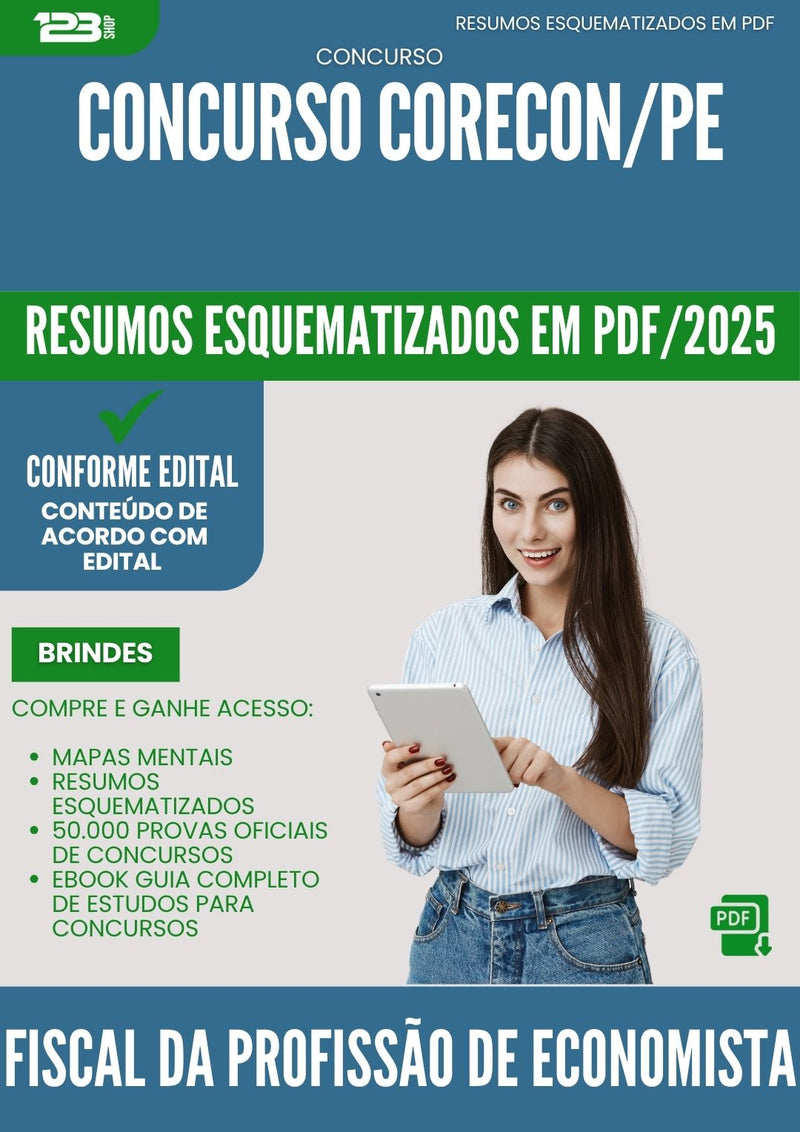 Resumos Esquematizados para Concurso Fiscal Da Profissao De Economista Corecon Pe 2025 - Conteúdo de Acordo com Edital