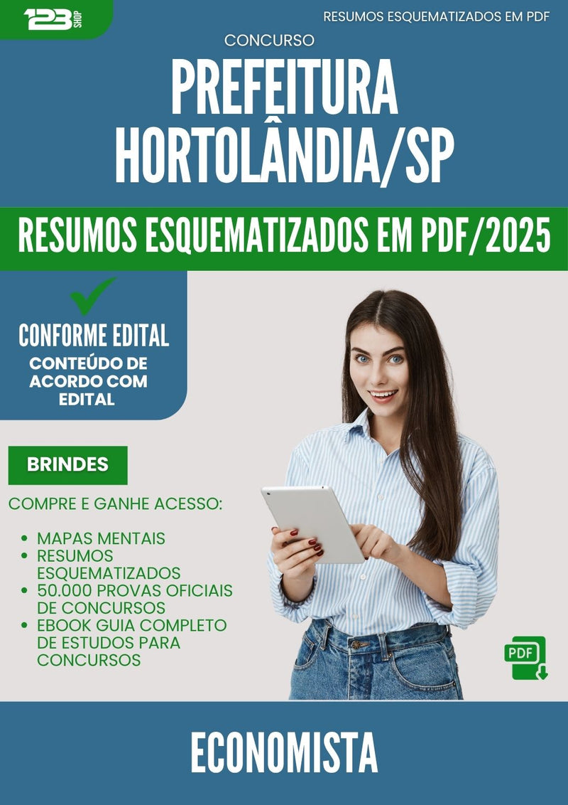 Resumos Esquematizados para Concurso Economista da Prefeitura Hortolandia Sp 2025 - Conteúdo de Acordo com Edital