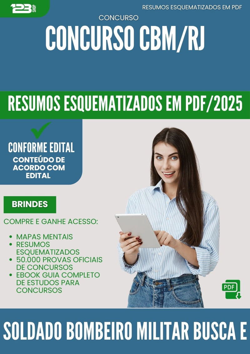 Resumos Esquematizados para Concurso Soldado Bombeiro Militar Busca E Salvamento Cbm Rj 2025 - Conteúdo de Acordo com Edital