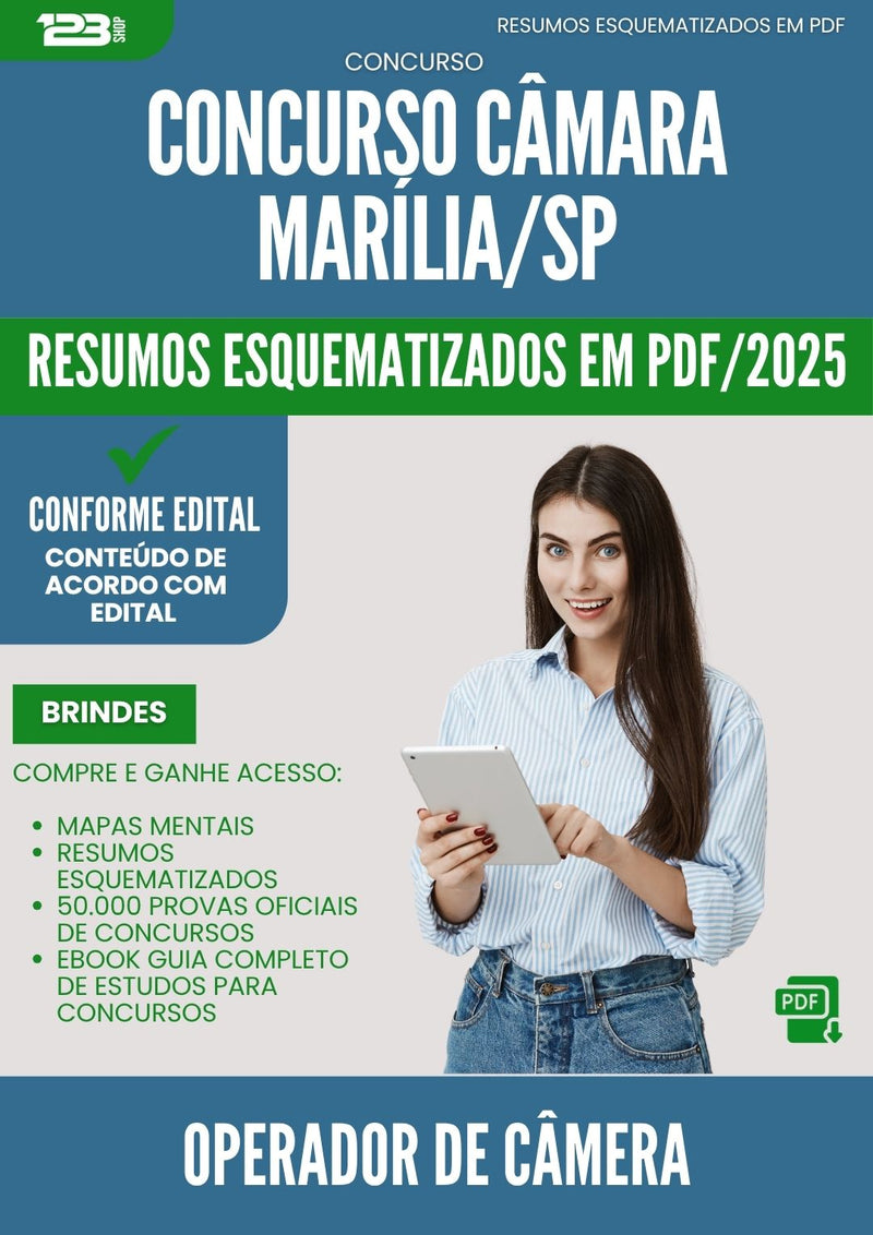 Resumos Esquematizados para Concurso Operador De Camera Camara da Prefeitura Marilia Sp 2025 - Conteúdo de Acordo com Edital