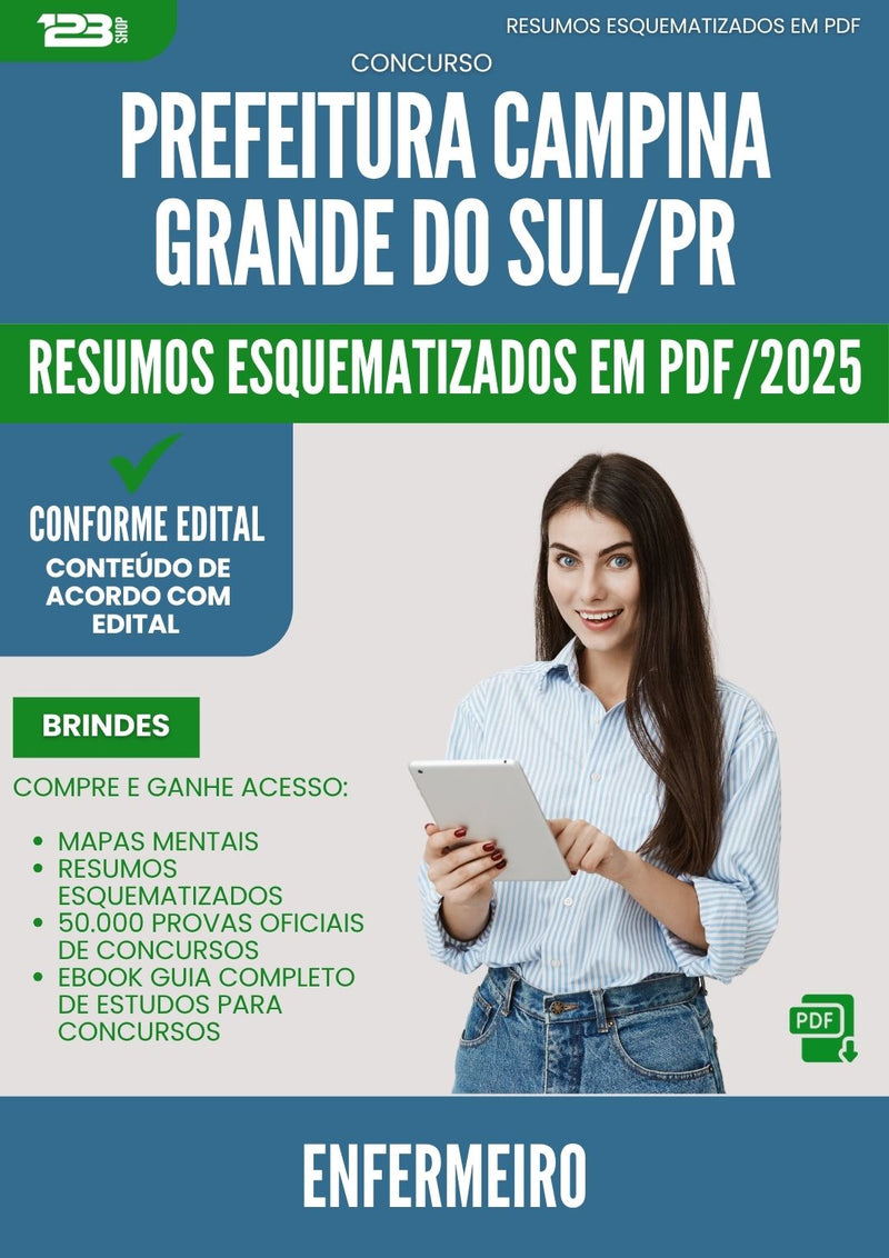 Resumos Esquematizados para Concurso Enfermeiro da Prefeitura Campina Grande Do Sul Pr 2025 - Conteúdo de Acordo com Edital