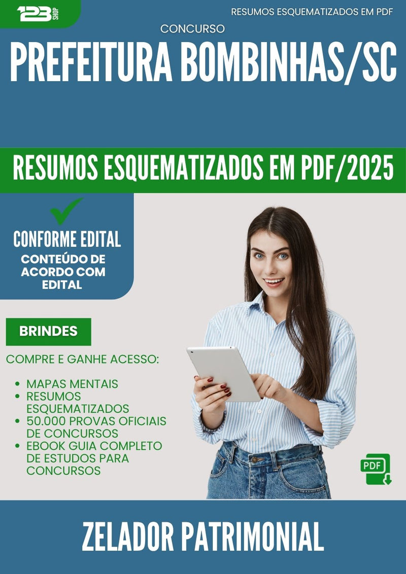 Resumos Esquematizados para Concurso Zelador Patrimonial da Prefeitura Bombinhas Sc 2025 - Conteúdo de Acordo com Edital