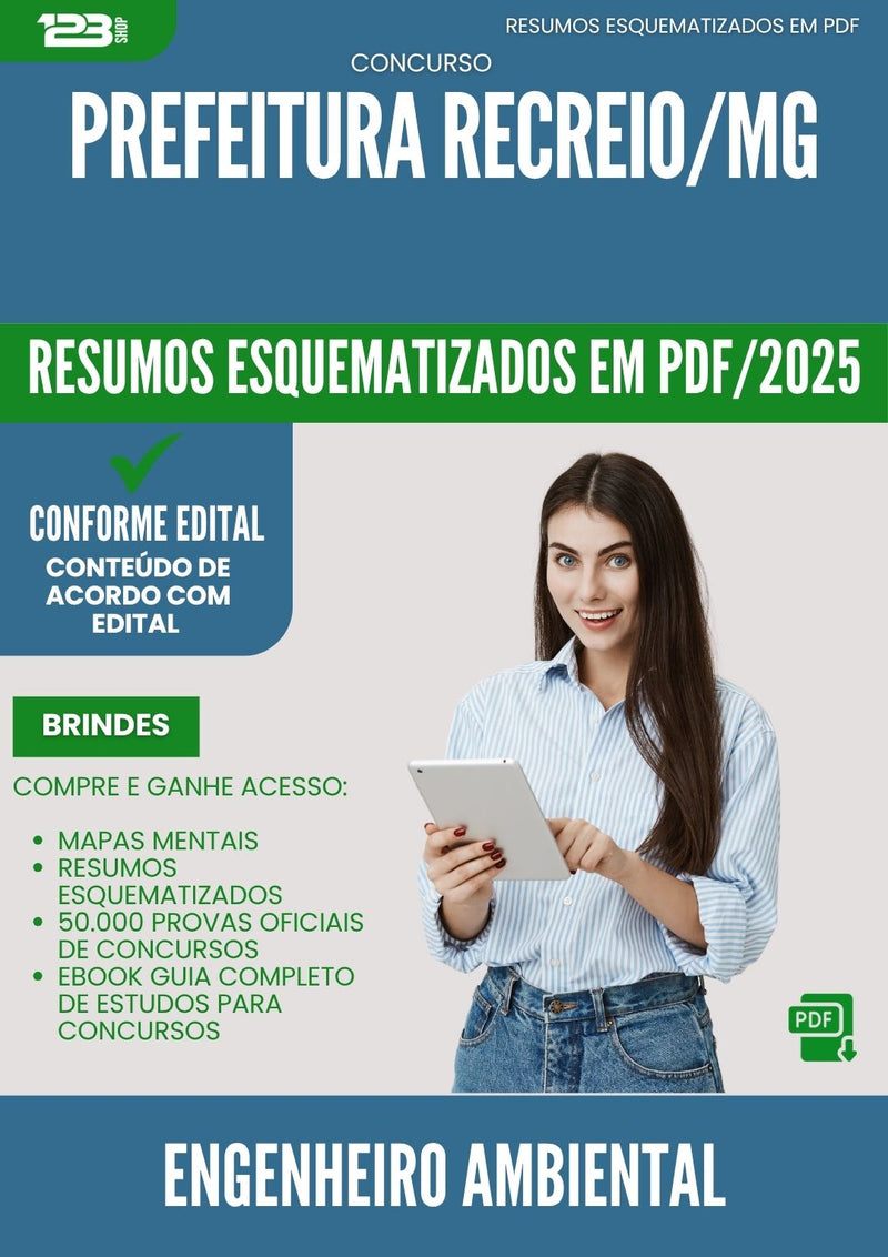 Resumos Esquematizados para Concurso Engenheiro Ambiental da Prefeitura Recreio Mg 2025 - Conteúdo de Acordo com Edital