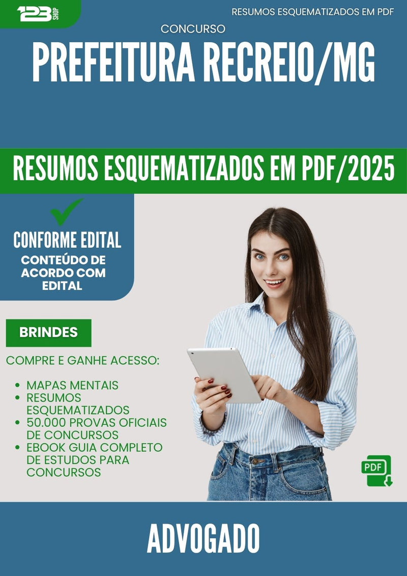 Resumos Esquematizados para Concurso Advogado da Prefeitura Recreio Mg 2025 - Conteúdo de Acordo com Edital