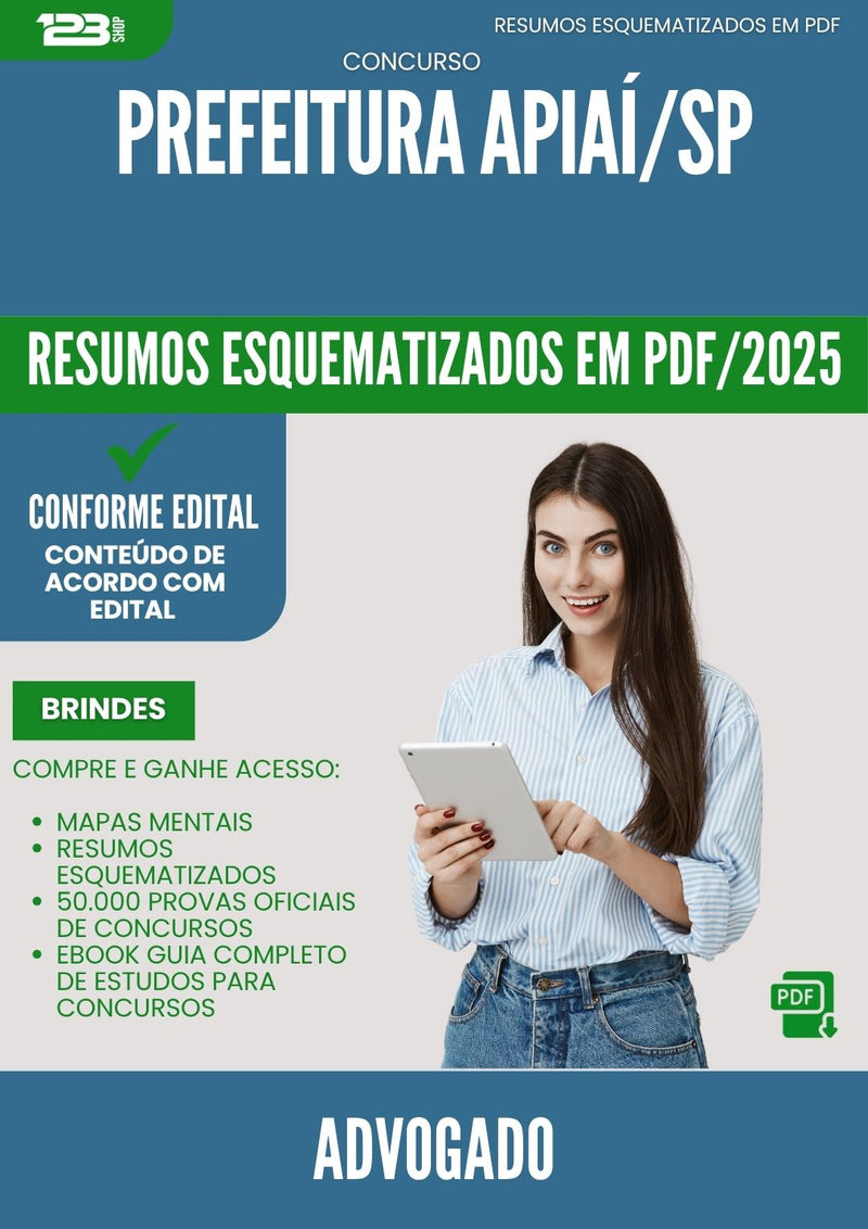 Resumos Esquematizados para Concurso Advogado da Prefeitura Apiai Sp 2025 - Conteúdo de Acordo com Edital