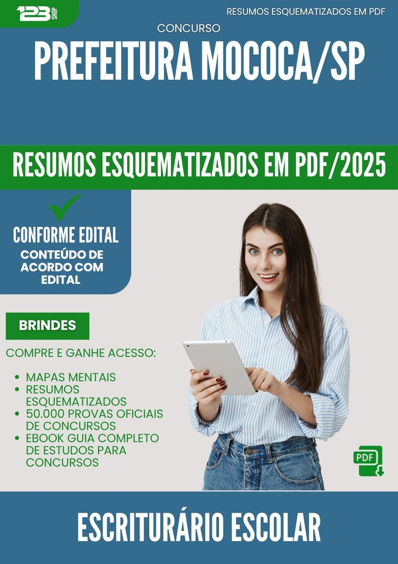Resumos Esquematizados para Concurso Escriturario Escolar da Prefeitura Mococa Sp 2025 - Conteúdo de Acordo com Edital