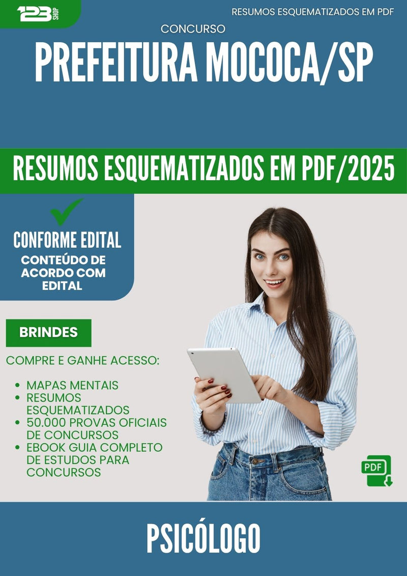 Resumos Esquematizados para Concurso Psicologo da Prefeitura Mococa Sp 2025 - Conteúdo de Acordo com Edital
