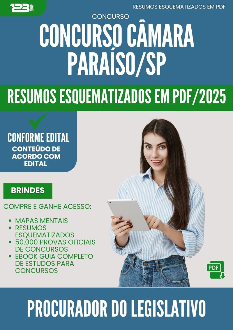 Resumos Esquematizados para Concurso Procurador Do Legislativo Camara da Prefeitura Paraiso Sp 2025 - Conteúdo de Acordo com Edital