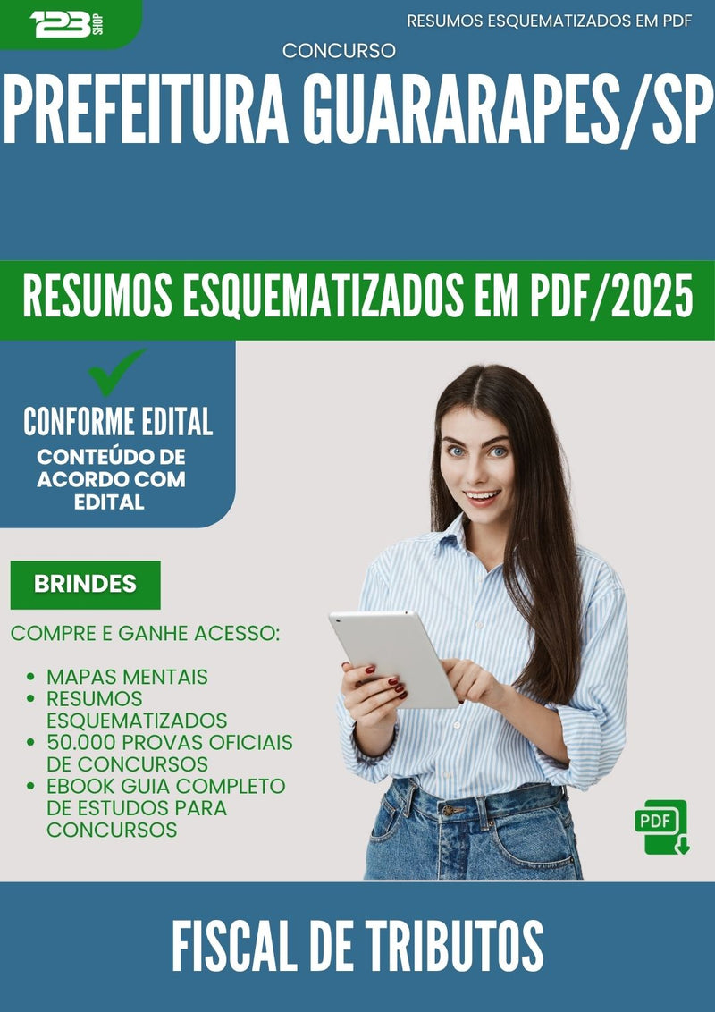 Resumos Esquematizados para Concurso Fiscal De Tributos da Prefeitura Guararapes Sp 2025 - Conteúdo de Acordo com Edital