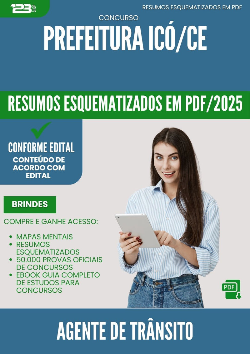 Resumos Esquematizados para Concurso Agente De Transito da Prefeitura Ico Ce 2025 - Conteúdo de Acordo com Edital