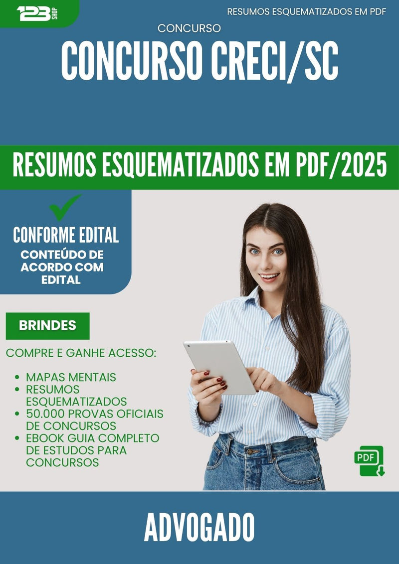 Resumos Esquematizados para Concurso Apostila Advogado Creci Sc 2025 - Conteúdo de Acordo com Edital
