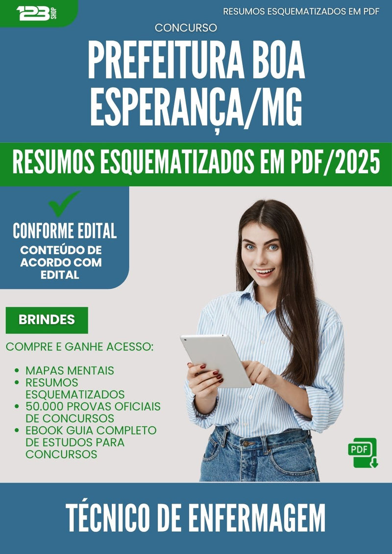 Resumos Esquematizados para Concurso Apostila Tecnico De Enfermagem da Prefeitura Boa Esperanca Mg 2025 - Conteúdo de Acordo com Edital