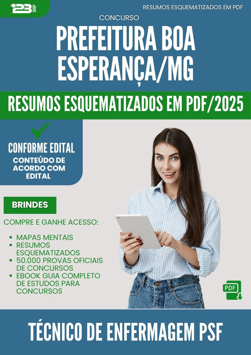 Resumos Esquematizados para Concurso Apostila Tecnico De Enfermagem Psf da Prefeitura Boa Esperanca Mg 2025 - Conteúdo de Acordo com Edital