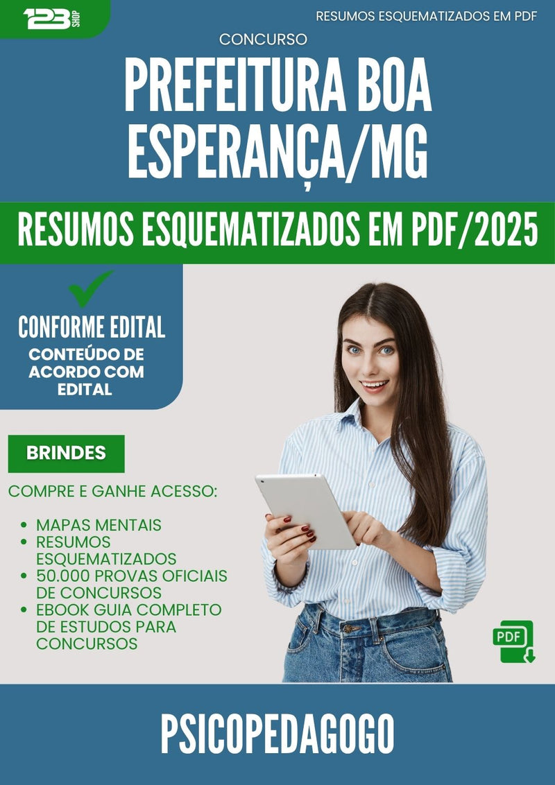 Resumos Esquematizados para Concurso Apostila Psicopedagogo da Prefeitura Boa Esperanca Mg 2025 - Conteúdo de Acordo com Edital