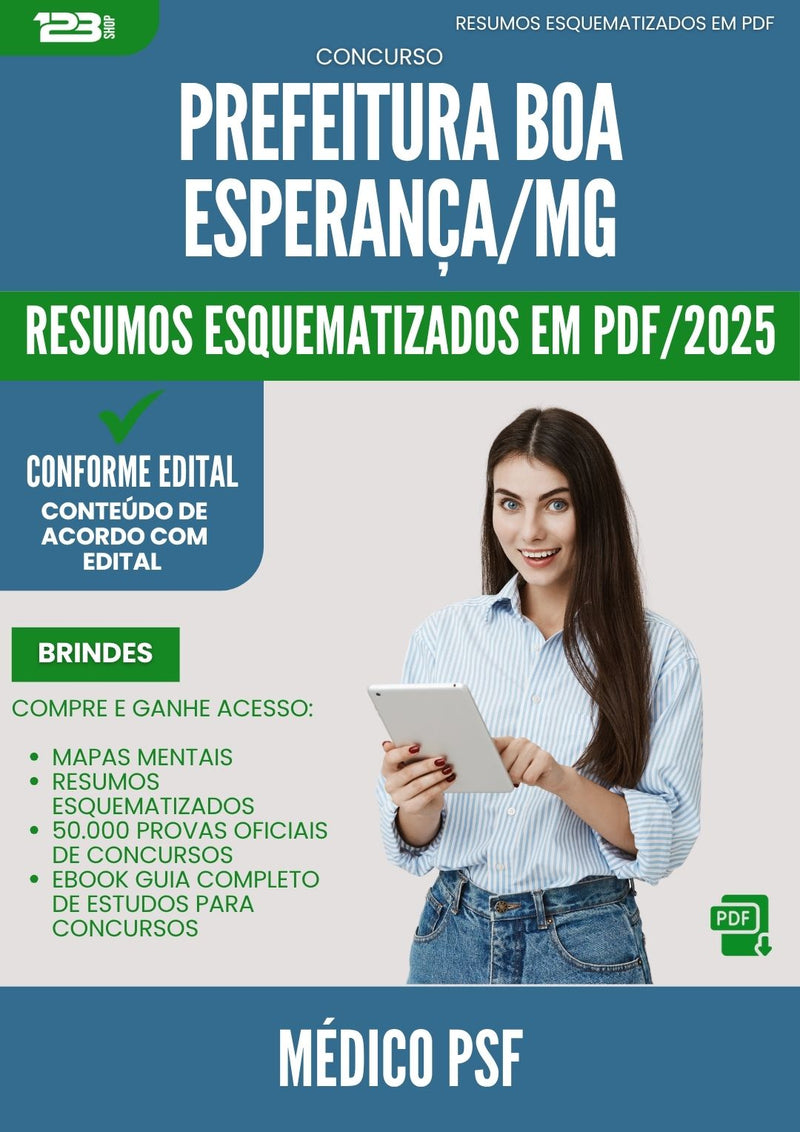 Resumos Esquematizados para Concurso Apostila Medico Psf da Prefeitura Boa Esperanca Mg 2025 - Conteúdo de Acordo com Edital