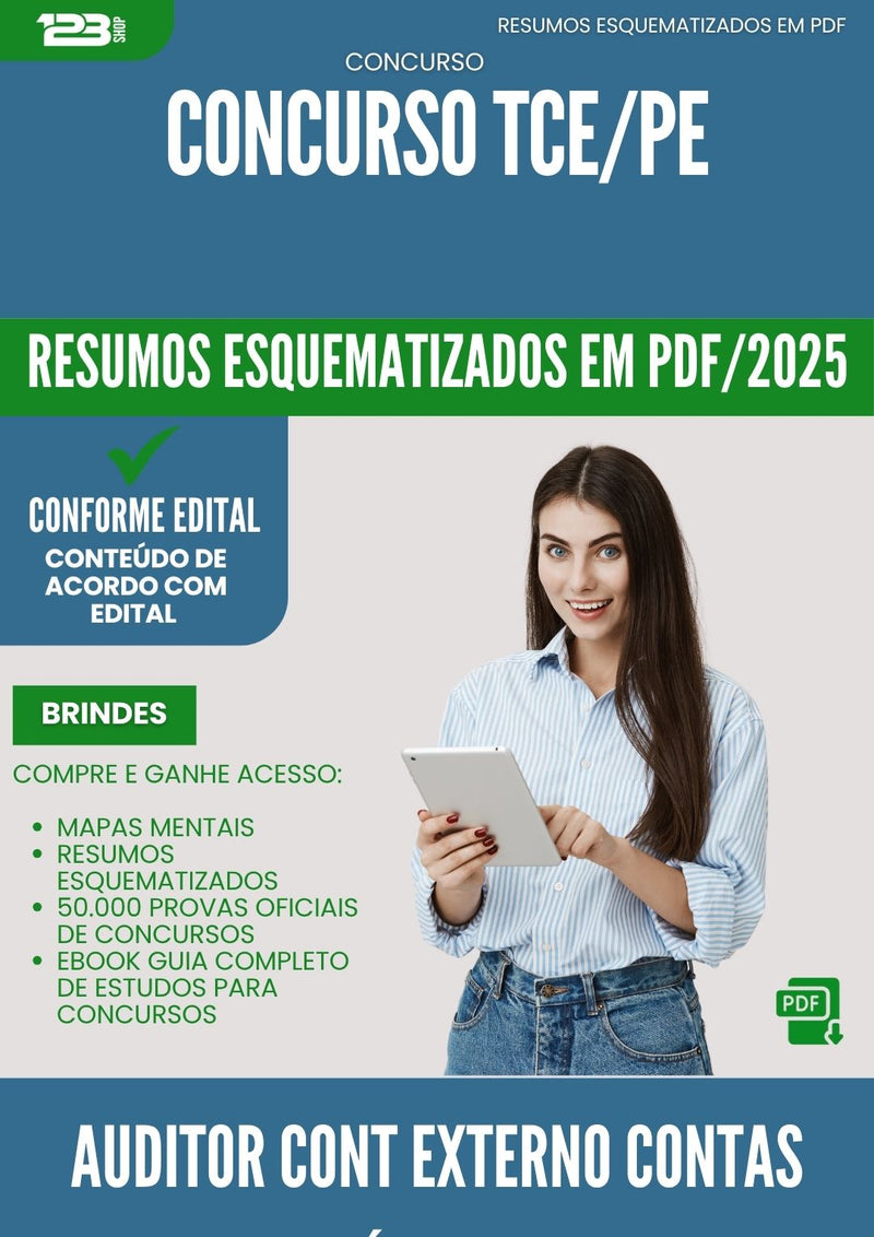 Resumos Esquematizados para Concurso Apostila Auditor De Controle Externo Contas Publicas Tce Pe 2025 - Conteúdo de Acordo com Edital