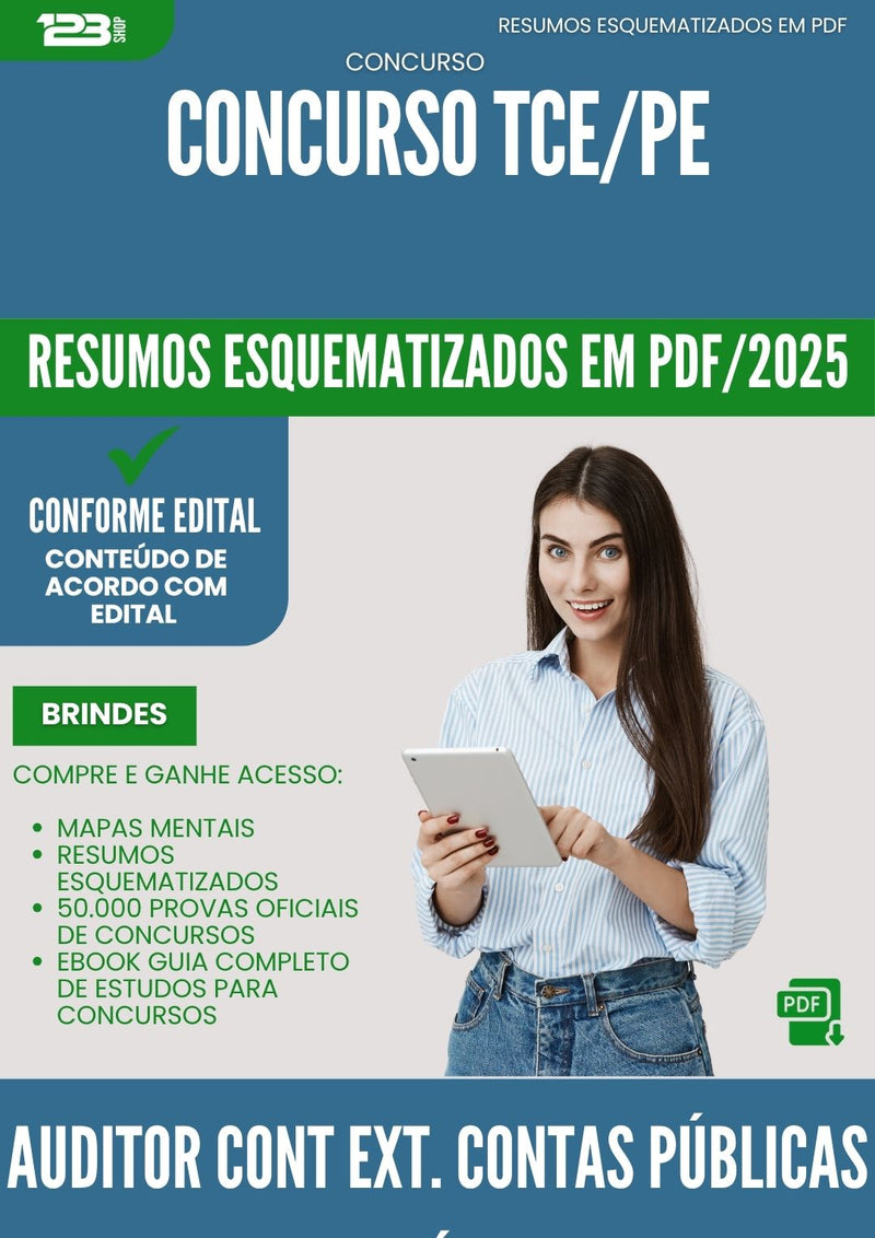 Resumos Esquematizados para Concurso Apostila Auditor Controle Externo Contas Publicas da Prefeitura Saude Tce Pe 2025 - Conteúdo de Acordo com Edital