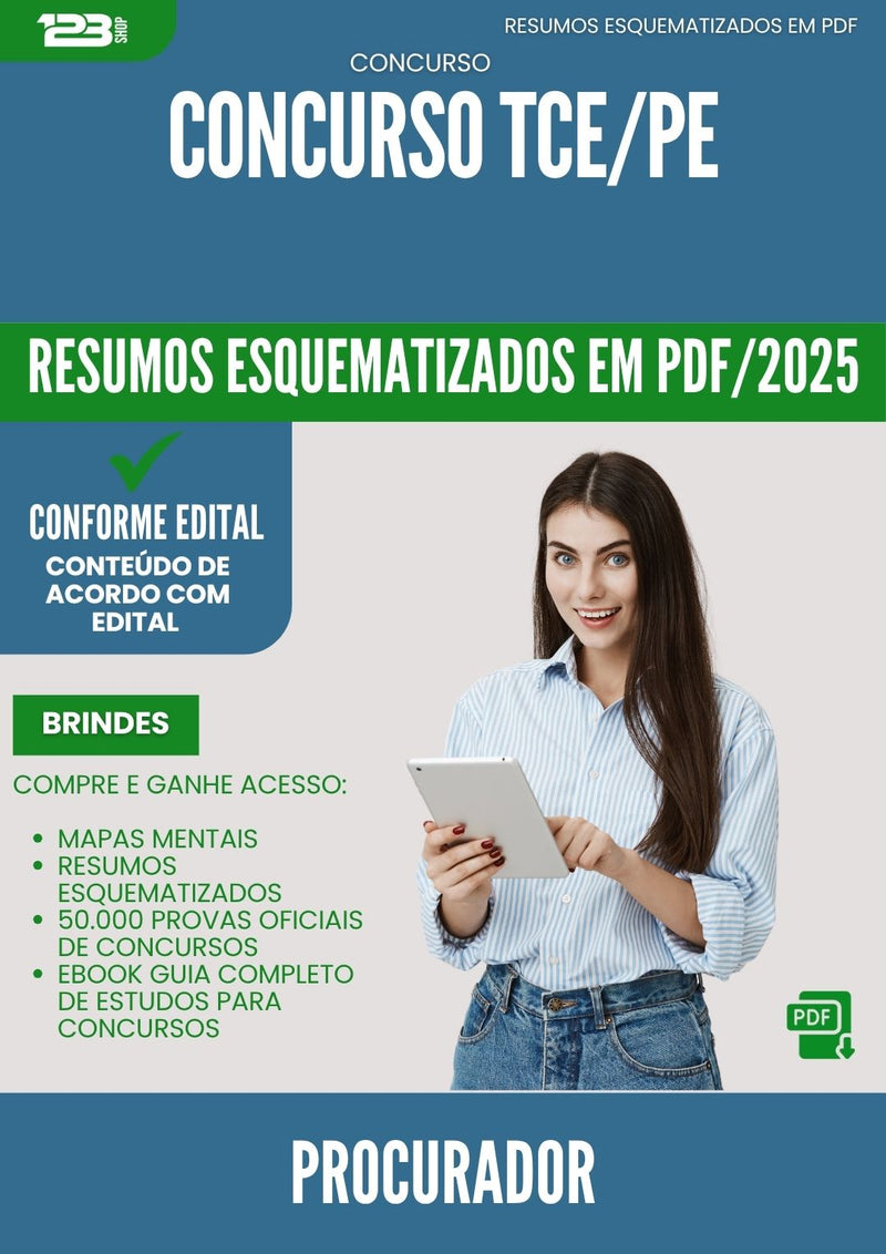 Resumos Esquematizados para Concurso Apostila Procurador Tce Pe 2025 - Conteúdo de Acordo com Edital