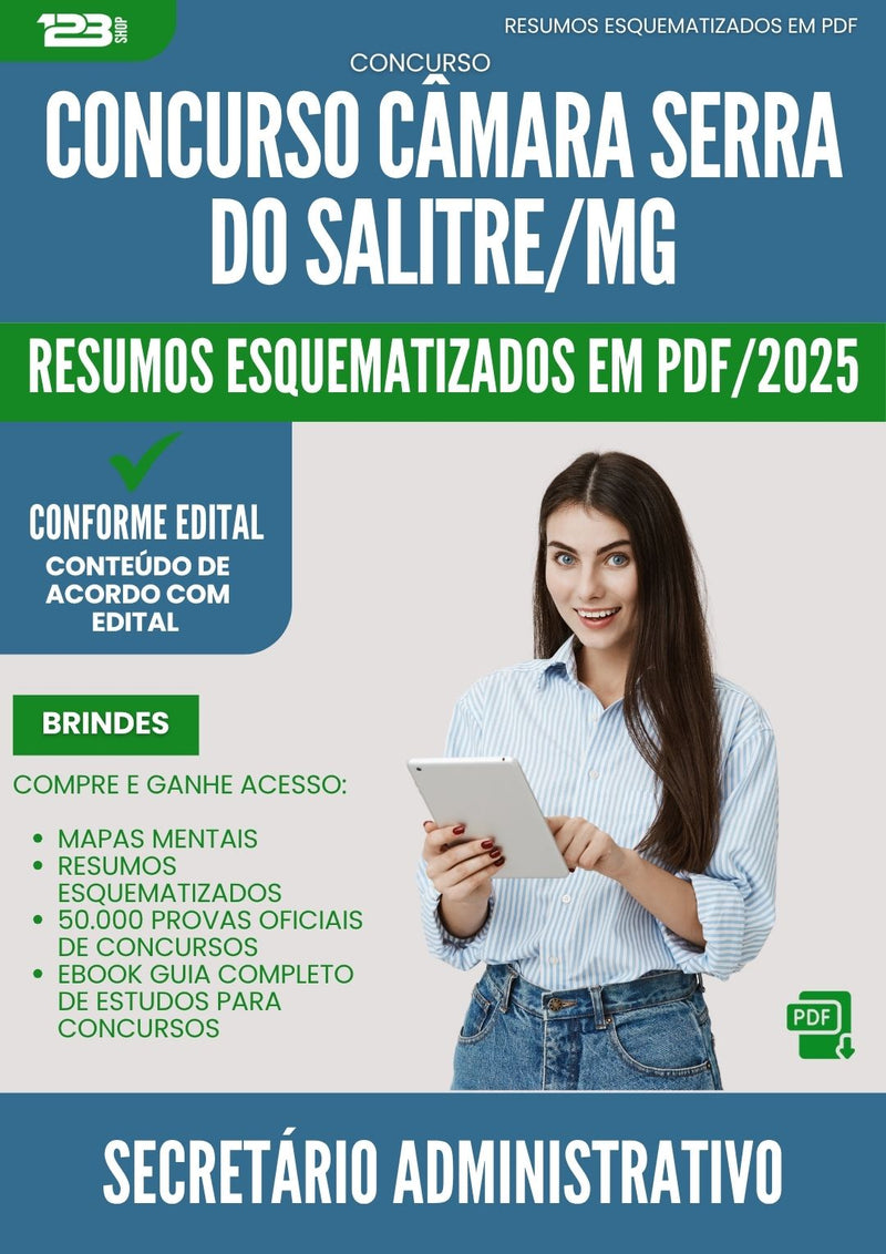 Resumos Esquematizados para Concurso Apostila Secretario Administrativo Camara Serra Do da Prefeitura Salitre Mg 2025 - Conteúdo de Acordo com Edital