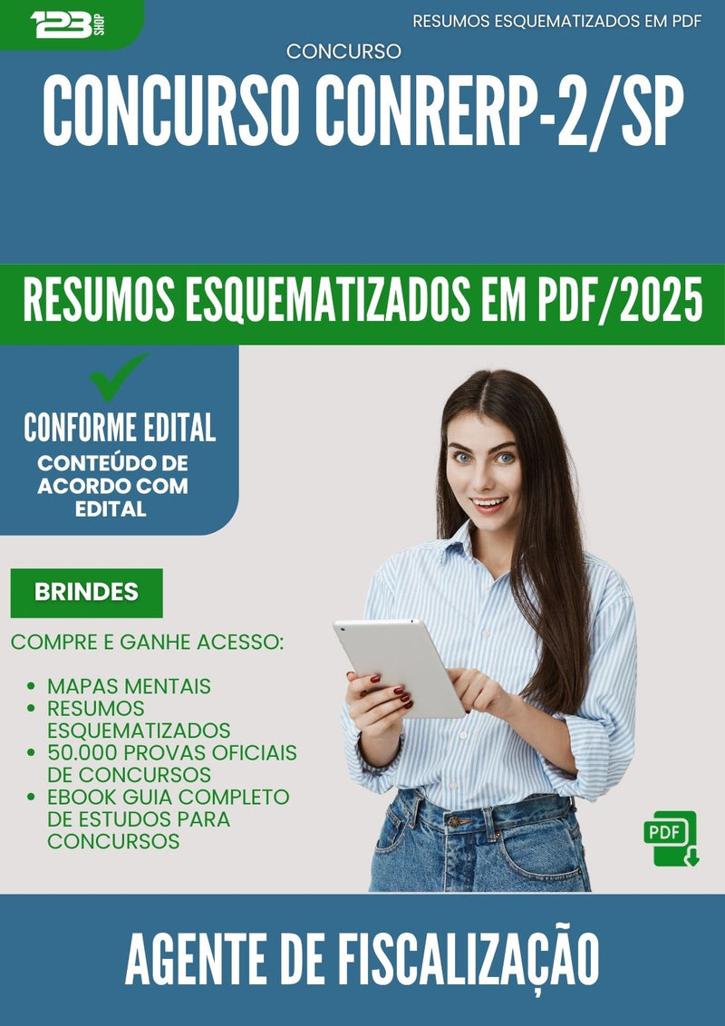Resumos Esquematizados para Concurso Apostila Agente De Fiscalizacao Conrerp 2 Sp 2025 - Conteúdo de Acordo com Edital