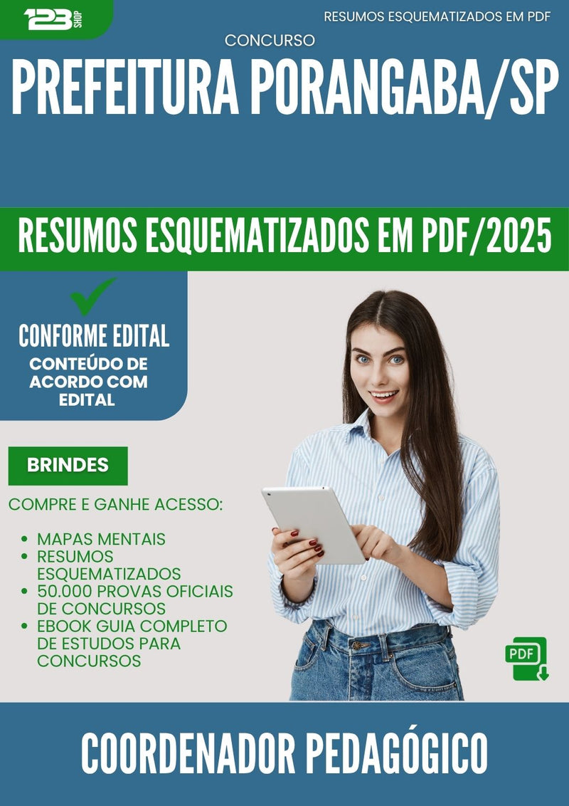 Resumos Esquematizados para Concurso Apostila Coordenador Pedagogico da Prefeitura Porangaba Sp 2025 - Conteúdo de Acordo com Edital
