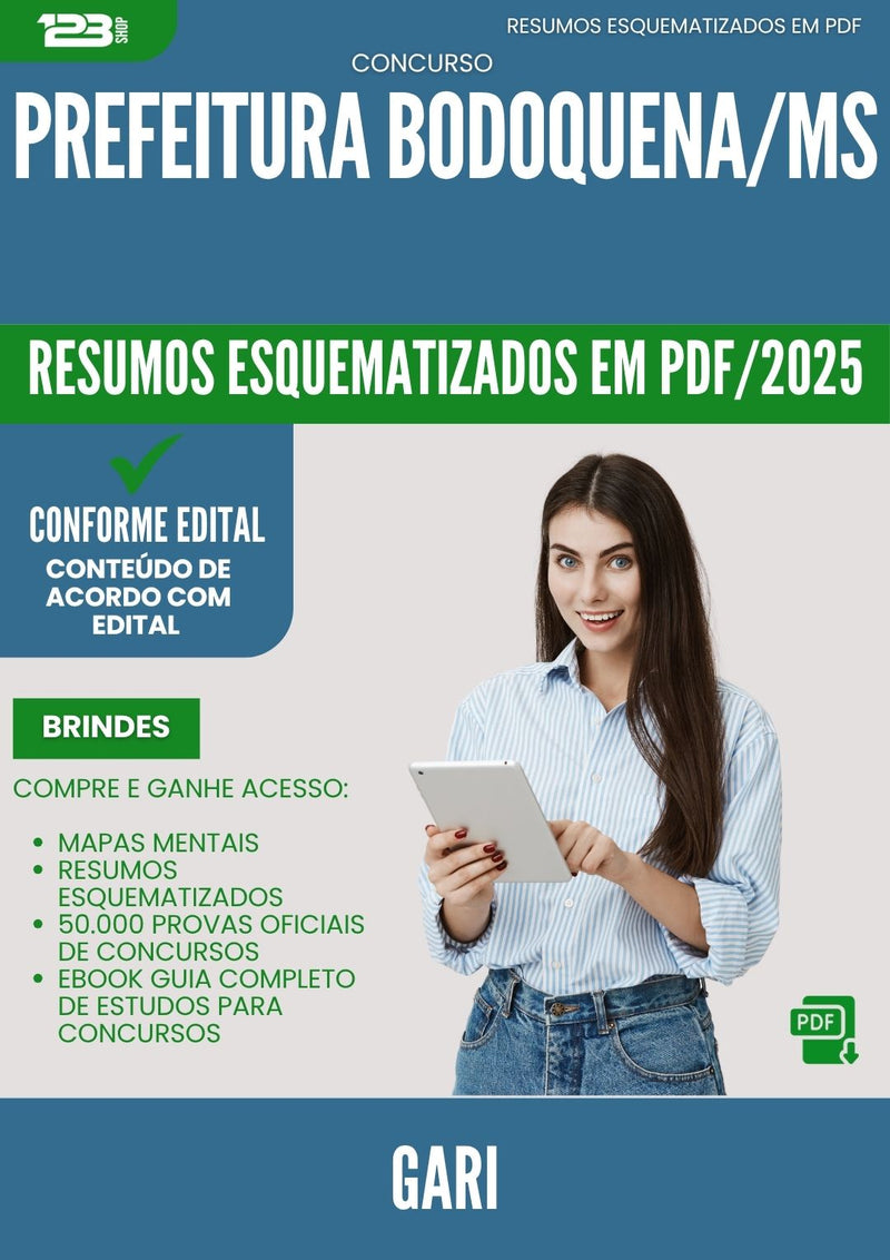 Resumos Esquematizados para Concurso Apostila Gari da Prefeitura Bodoquena Ms 2025 - Conteúdo de Acordo com Edital
