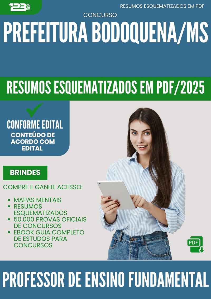 Resumos Esquematizados para Concurso Professor De Ensino Fundamental da Prefeitura Bodoquena Ms 2025 - Conteúdo de Acordo com Edital