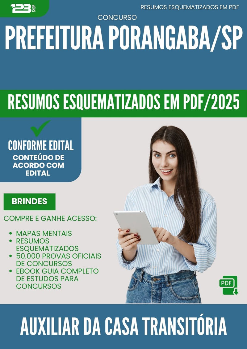 Resumos Esquematizados para Concurso Auxiliar Da Casa Transitoria da Prefeitura Porangaba Sp 2025 - Conteúdo de Acordo com Edital