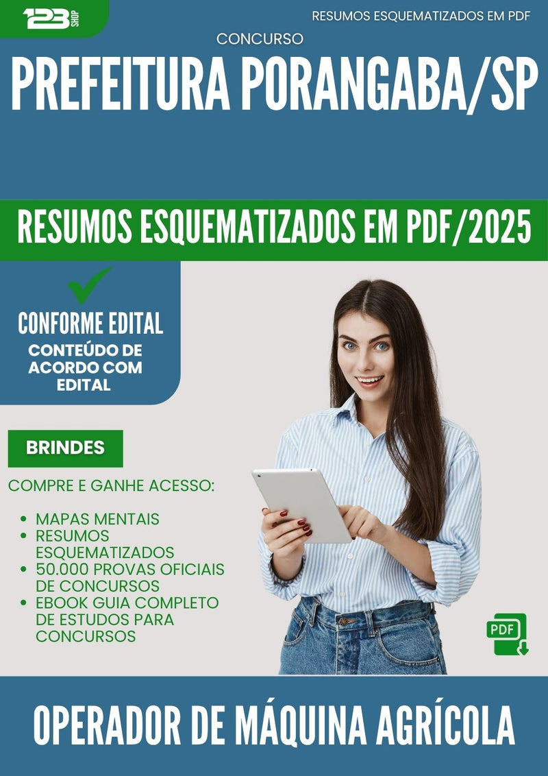 Resumos Esquematizados para Concurso Operador De Maquina Agricola da Prefeitura Porangaba Sp 2025 - Conteúdo de Acordo com Edital