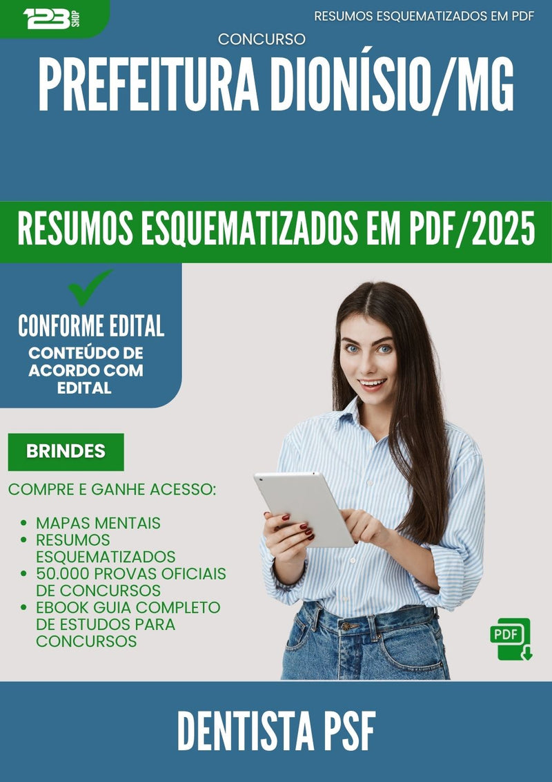 Resumos Esquematizados para Concurso Dentista Psf da Prefeitura Dionisio Mg 2025 - Conteúdo de Acordo com Edital