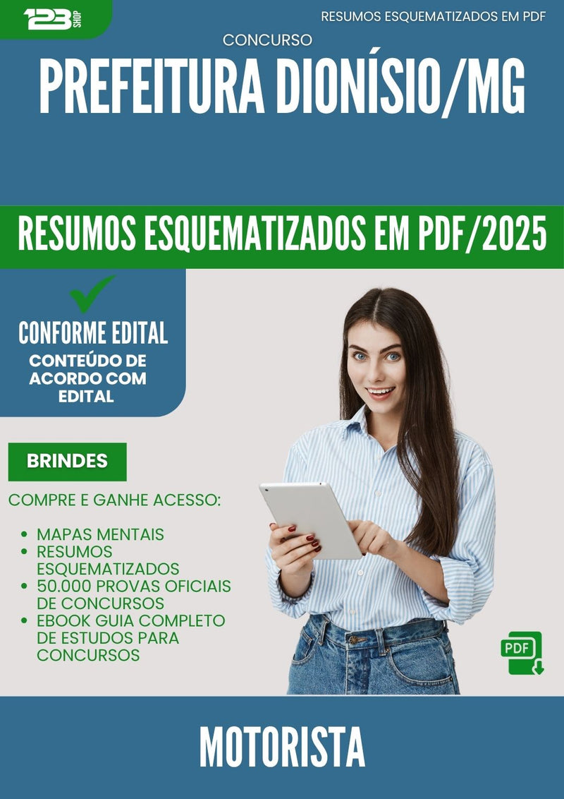 Resumos Esquematizados para Concurso Motorista da Prefeitura Dionisio Mg 2025 - Conteúdo de Acordo com Edital