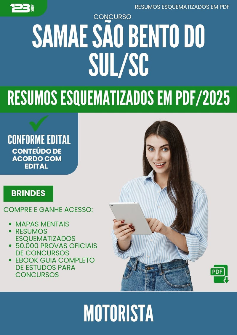 Resumos Esquematizados para Concurso Motorista Samae da Prefeitura Sao Bento Do Sul Sc 2025 - Conteúdo de Acordo com Edital