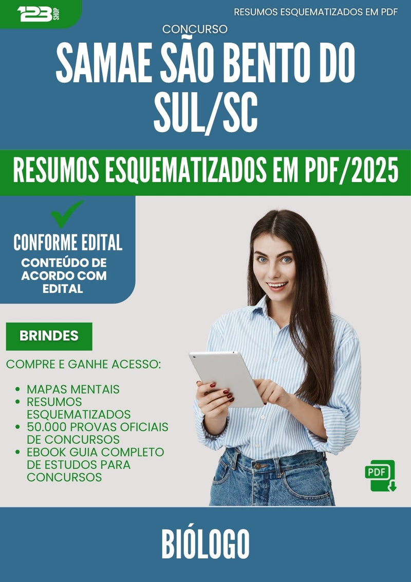 Resumos Esquematizados para Concurso Biologo Samae da Prefeitura Sao Bento Do Sul Sc 2025 - Conteúdo de Acordo com Edital