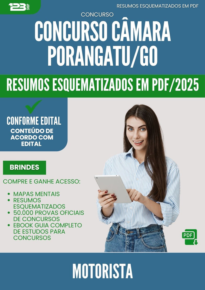 Resumos Esquematizados para Concurso Motorista Camara da Prefeitura Porangatu Go 2025 - Conteúdo de Acordo com Edital