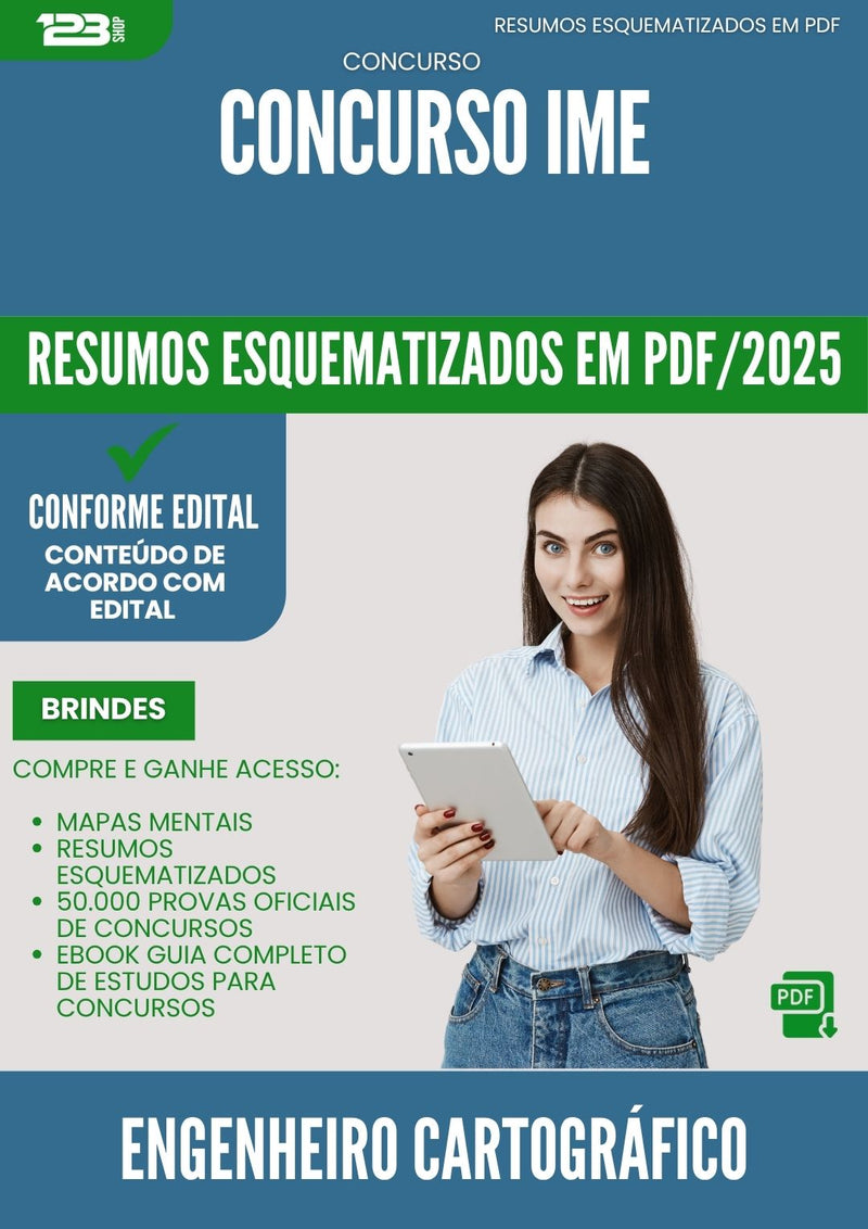Resumos Esquematizados para Concurso Engenheiro Cartografico Ime 2025 - Conteúdo de Acordo com Edital