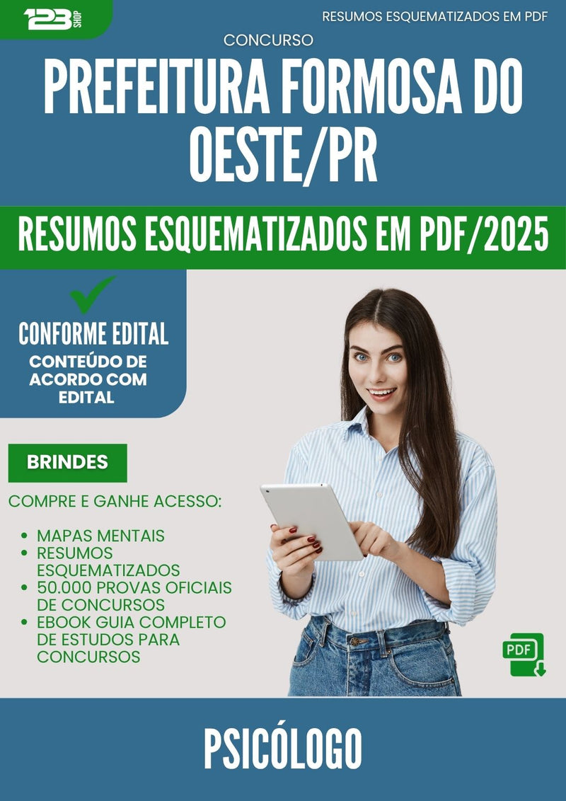Resumos Esquematizados para Concurso Psicologo da Prefeitura Formosa Do Oeste Pr 2025 - Conteúdo de Acordo com Edital