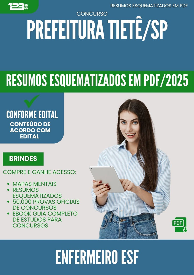 Resumos Esquematizados para Concurso Enfermeiro Esf da Prefeitura Tiete Sp 2025 - Conteúdo de Acordo com Edital