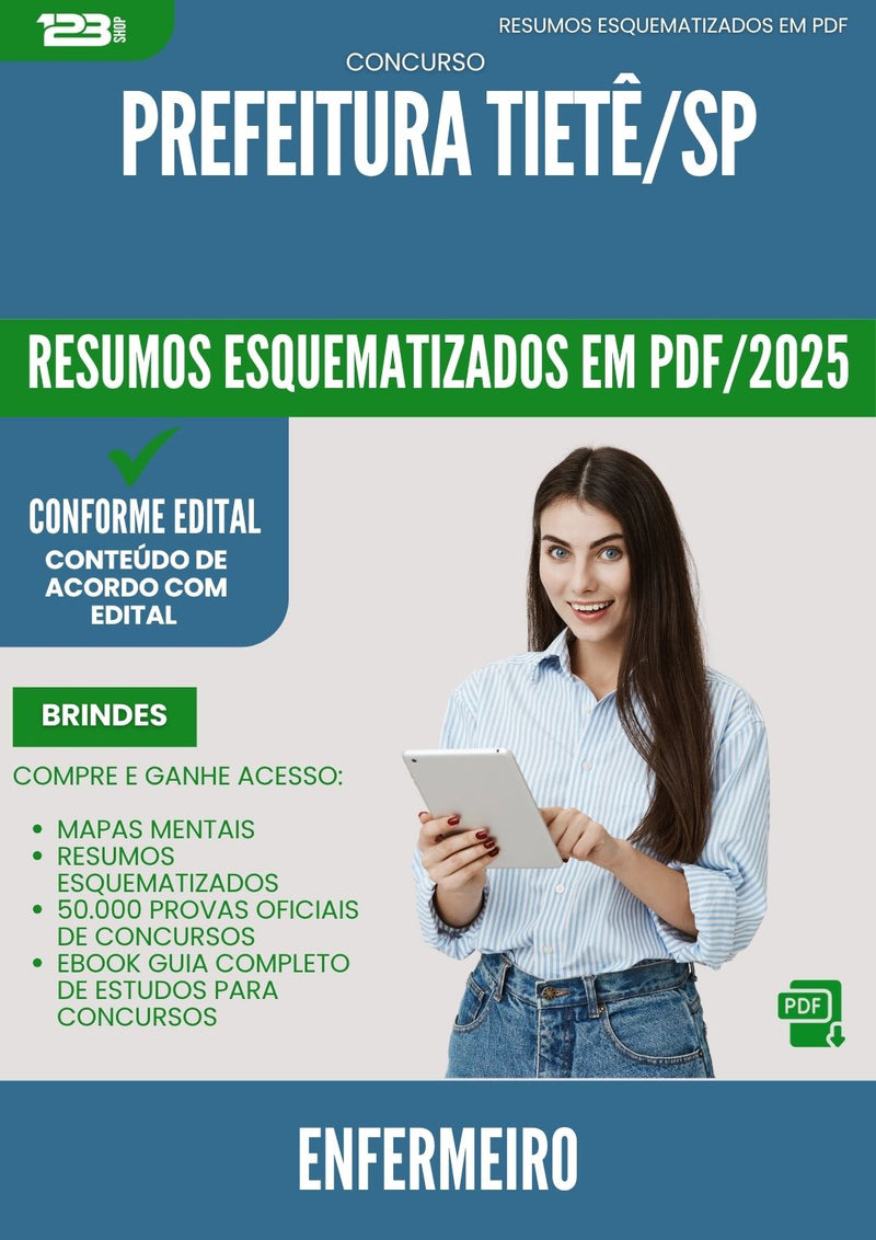 Resumos Esquematizados para Concurso Enfermeiro da Prefeitura Tiete Sp 2025 - Conteúdo de Acordo com Edital