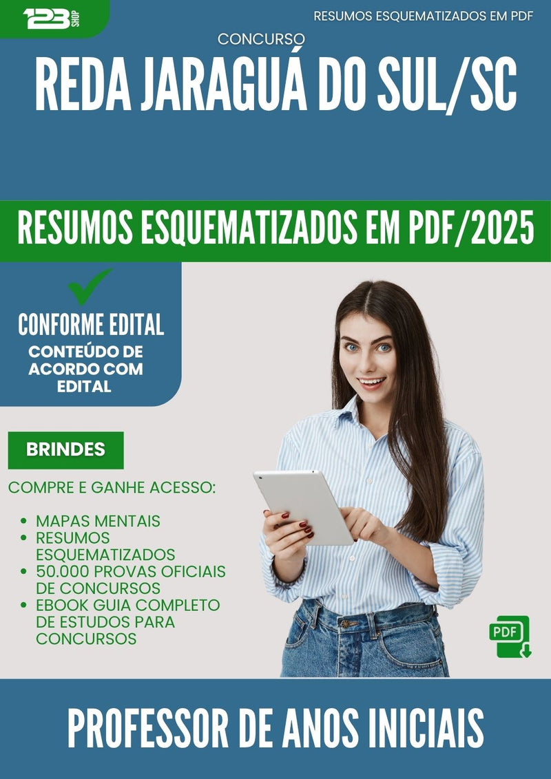 Resumos Esquematizados para Concurso Professor De Anos Iniciais Reda da Prefeitura Jaragua Do Sul Sc 2025 - Conteúdo de Acordo com Edital