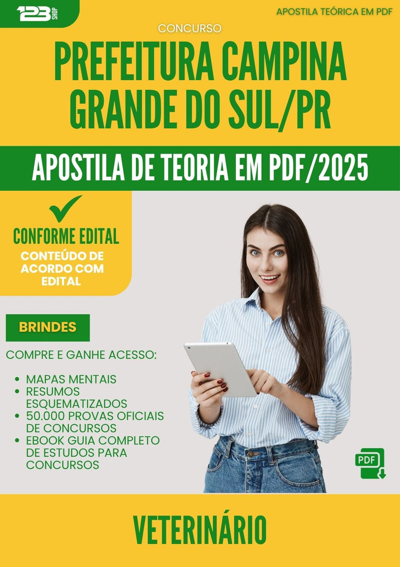 Apostila Teórica para Concurso Veterinario da Prefeitura Campina Grande Do Sul Pr 2025 - Conteúdo de Acordo com Edital