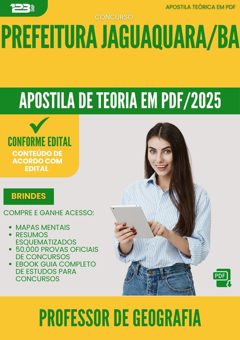 Apostila Teórica para Concurso Professor De Geografia da Prefeitura Jaguaquara Ba 2025 - Conteúdo de Acordo com Edital