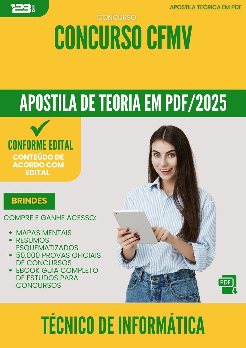 Apostila Teórica para Concurso Tecnico De Informatica Cfmv 2025 - Conteúdo de Acordo com Edital