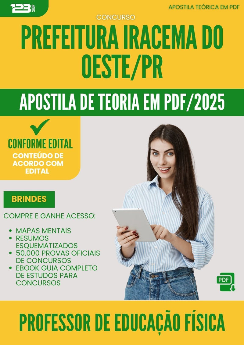 Apostila Teórica para Concurso Professor De Educacao Fisica da Prefeitura Iracema Do Oeste Pr 2025 - Conteúdo de Acordo com Edital