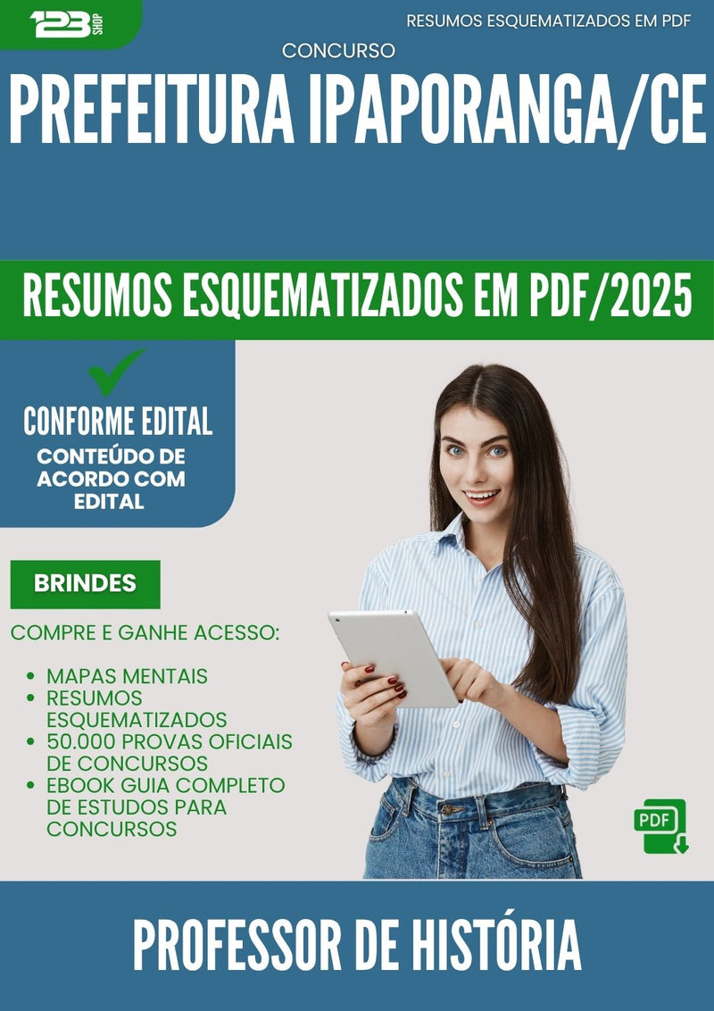 Resumos Esquematizados para Concurso Professor De Historia da Prefeitura Ipaporanga Ce 2025 - Conteúdo de Acordo com Edital